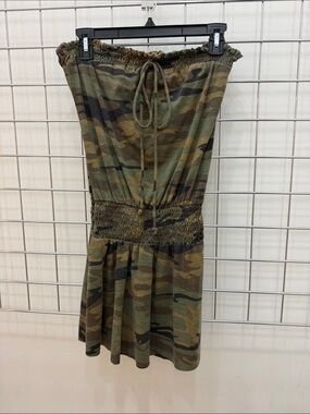 Mossimo Vintage Y2K Olive Camo Strapless Knit Mini Dress